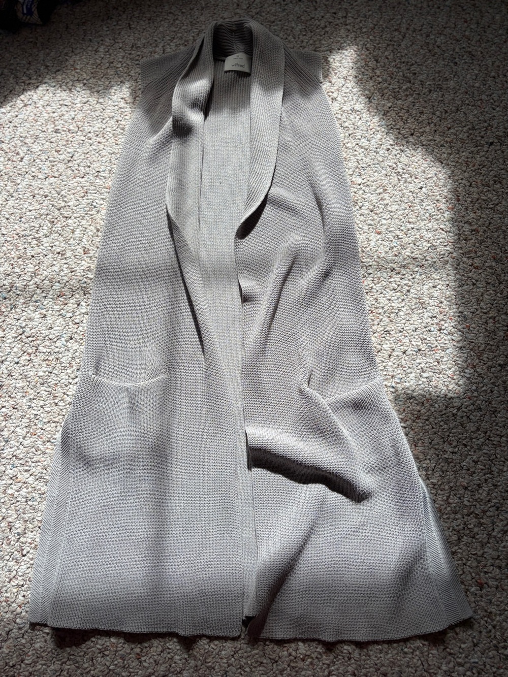 Wilfred Aritzia gray duster open sleeveless cardigan knit ribbed vest women’s XS
